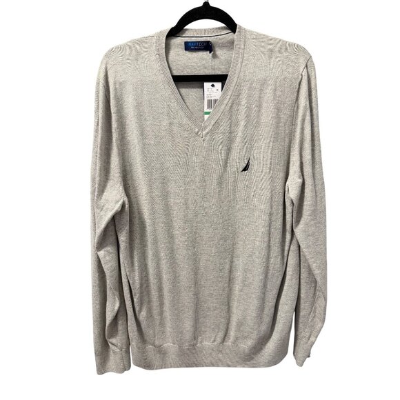 Nautica Mens Navtech V-Neck Sweater Sz Large Grey sweater. NWT - Picture 1 of 12